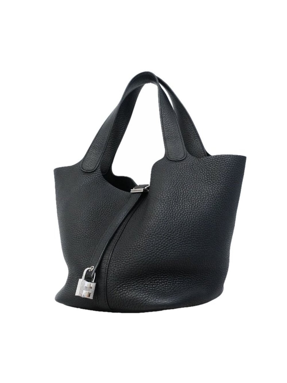 Hermes Handbag Picotin Lock MM Taurillon Clemence Black Silver